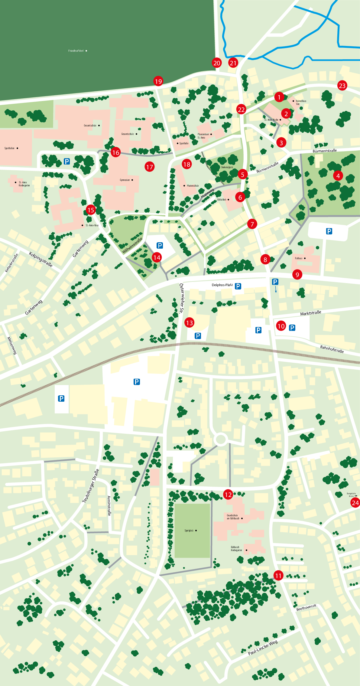 Karte zum historisch-geografischen Stadtrundgang