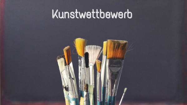 Mehrere Pinsel und Schriftzug Kunstwettbewerb