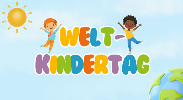 Grafik mit Schriftzug und Kindern