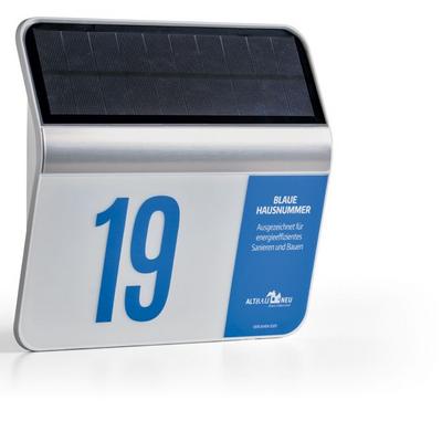Blaue Hausnummer solare Leuchte